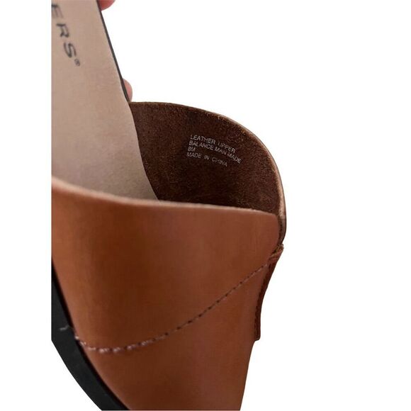 Dockers Women's Brown Leather Slide Sandals Casual Summer Slip On 8M - Picture 2 of 7
